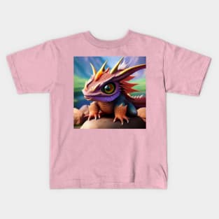 Baby Red Dragon with Rainbow Eyes Kids T-Shirt